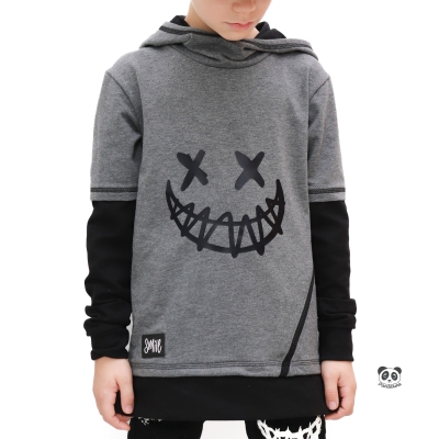 Bügelbild - " Crazy Smilie - ca. 17-18cm " - schwarz